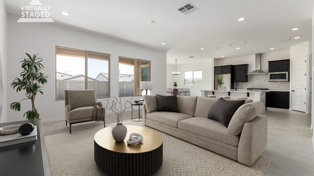 Representative furnished interior of a home built from the Granada by DRB Homes in Arroyo Seco - Palazzo, Buckeye (Image 4). Representative furnished interior of a home built from the Granada by DRB Homes in Arroyo Seco - Palazzo, Buckeye (Image 4).