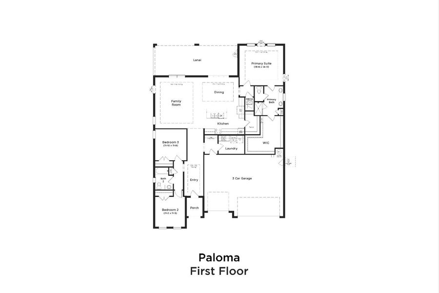 2D floor plan layout for the Paloma by DRB Homes in Haven at Diamond Springs, Jacksonville, FL (Image 3). 2D floor plan layout for the Paloma by DRB Homes in Haven at Diamond Springs, Jacksonville, FL (Image 3).