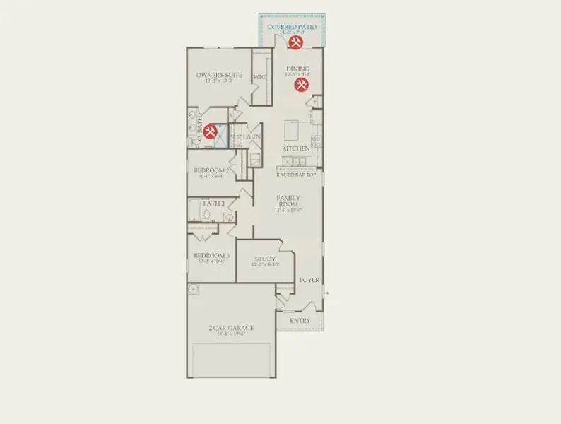 2D floor plan layout for the Taft by Centex in Davis Ranch, San Antonio, TX (Image 4).