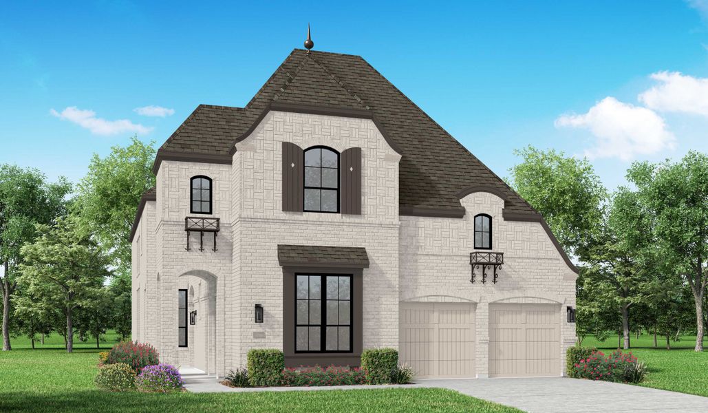 Representative exterior photo of a completed home built from the 566 Plan by Highland Homes in Star Trail: 55ft. lots, Prosper, TX (Image 20). Representative exterior photo of a completed home built from the 566 Plan by Highland Homes in Star Trail: 55ft. lots, Prosper, TX (Image 20).