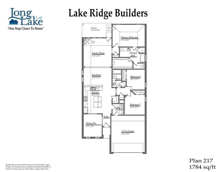 Plan 217 features 3 bedrooms, 2 full baths, and over 1,700 square feet of living space.