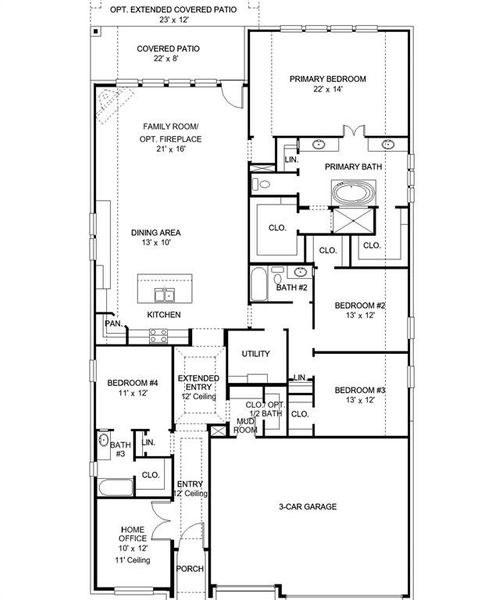 2D floor plan layout of this home in Bridgewater, Midlothian, TX (Image 2).