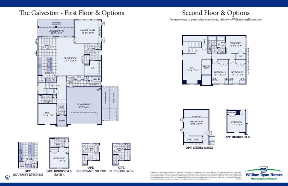 2D floor plan layout for the The Galveston by William Ryan Homes in Creekside, Royse City, TX (Image 3).