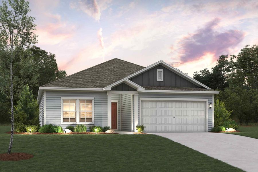 A house with a lawn and trees.