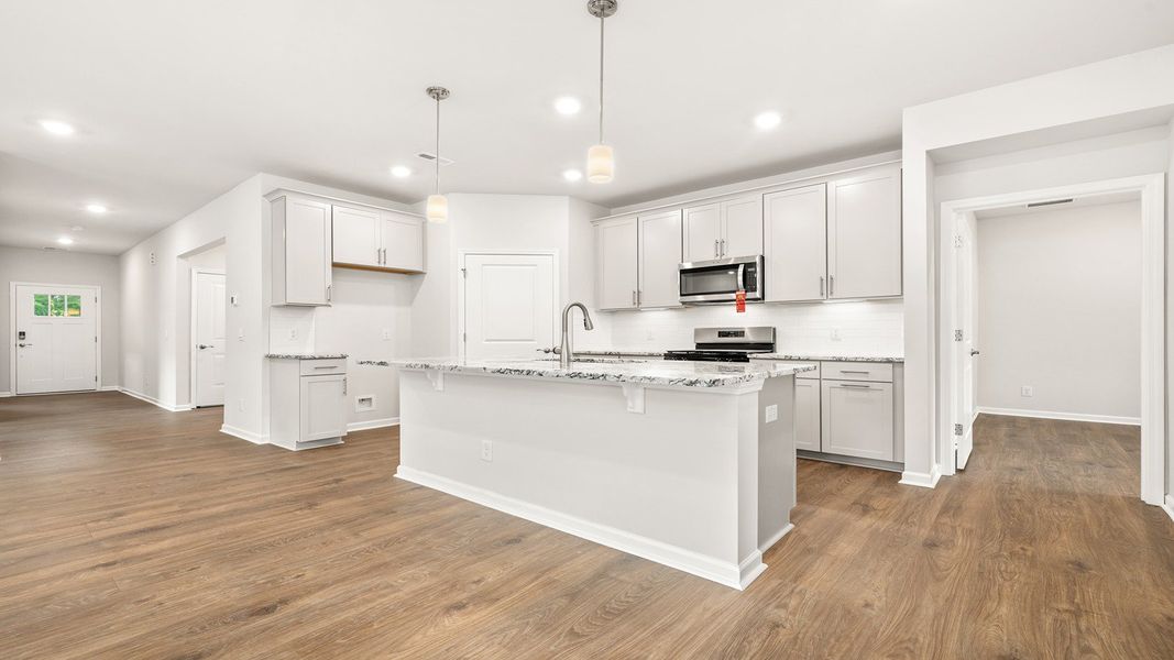 Furnished interior view inside a new home in The Villas at Kinsley, Jamestown (Image 6). Furnished interior view inside a new home in The Villas at Kinsley, Jamestown (Image 6).