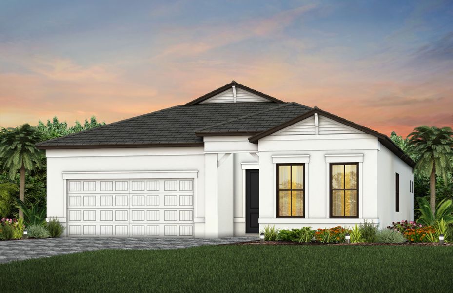 Representative exterior photo of a completed home built from the Prestige by DiVosta in Greyhawk Landing, Lake Worth, FL (Image 21).