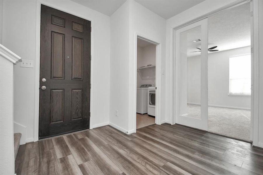 Boasting modern finishes- luxury vinyl plank flooring,Refrigerator,Full Size Washer & Dryer included!