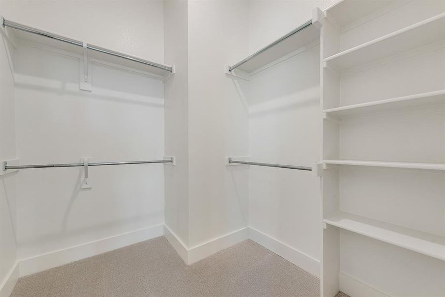 Spacious closet with light carpet Spacious closet with light carpet