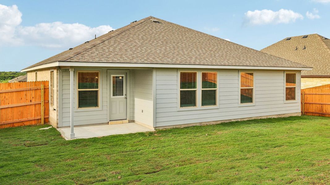 Exterior details and patio area of a home in Creekfall, Burnet (Image 21).