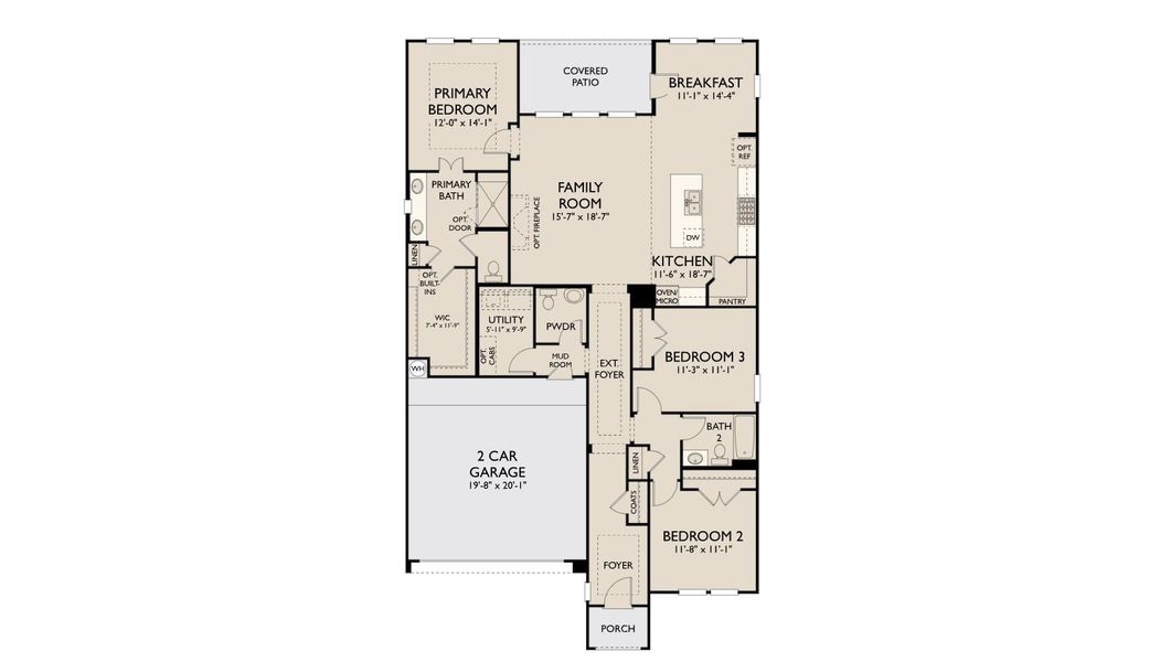 2D floor plan layout for the Marshall by Ashton Woods in Furst Ranch, Flower Mound, TX (Image 5).