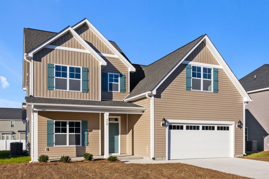 Front exterior of a new home in Arbor Hills South II, Greenville, NC, highlighting curb appeal (Image 19).