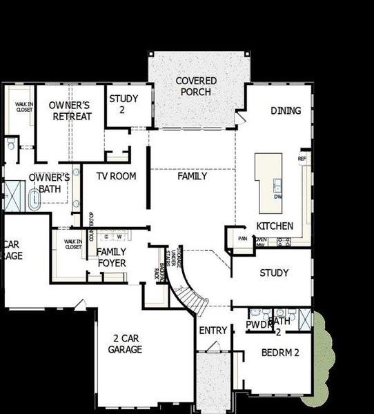2D floor plan layout of this home in Northshore at Lakewood Village - Estate Series, Lakewood Village, TX (Image 2). 2D floor plan layout of this home in Northshore at Lakewood Village - Estate Series, Lakewood Village, TX (Image 2).