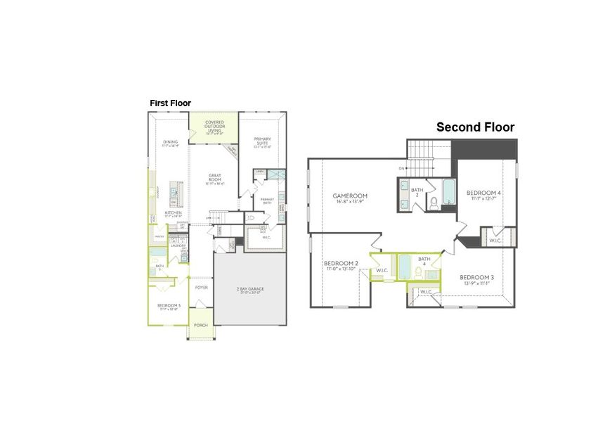 2D floor plan layout of this home in LaPrelle, Fort Worth, TX (Image 3).
