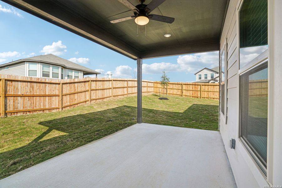 Exterior details and patio area of a home in Lark Canyon, New Braunfels (Image 3).