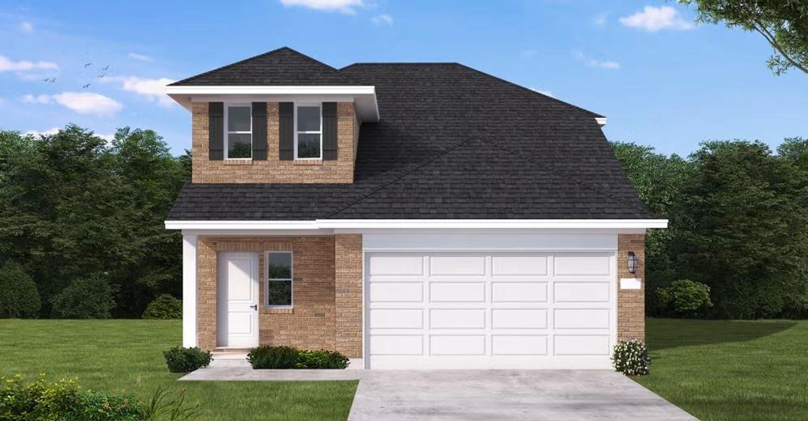 Front exterior of a new home in Westridge Cove, Conroe, TX, highlighting curb appeal (Image 1). Front exterior of a new home in Westridge Cove, Conroe, TX, highlighting curb appeal (Image 1).