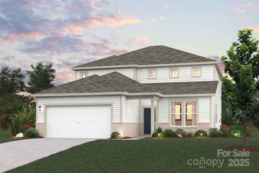 Front exterior of a new home in Running Creek, Locust, NC, highlighting curb appeal (Image 1).