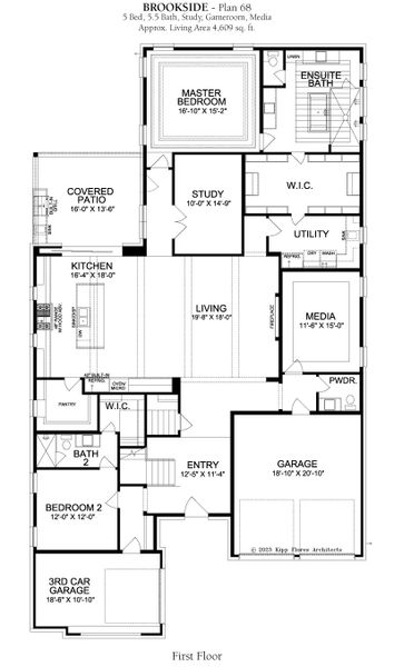 2D floor plan layout for the Brookside by Landon Homes in Fields - Brookside North, Frisco, TX (Image 3).