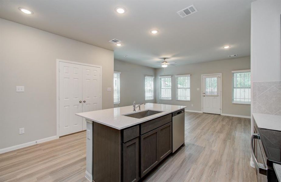 Island kitchen with counter seating