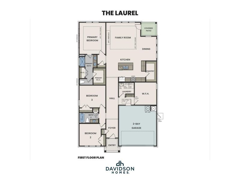 2D floor plan layout for the The Laurel G by Davidson Homes LLC in Morgan Meadows, San Antonio, TX (Image 3). 2D floor plan layout for the The Laurel G by Davidson Homes LLC in Morgan Meadows, San Antonio, TX (Image 3).