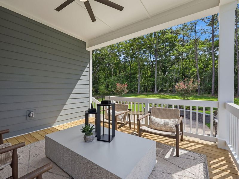 Exterior details and patio area of a home in Rockport, Wake Forest (Image 24).