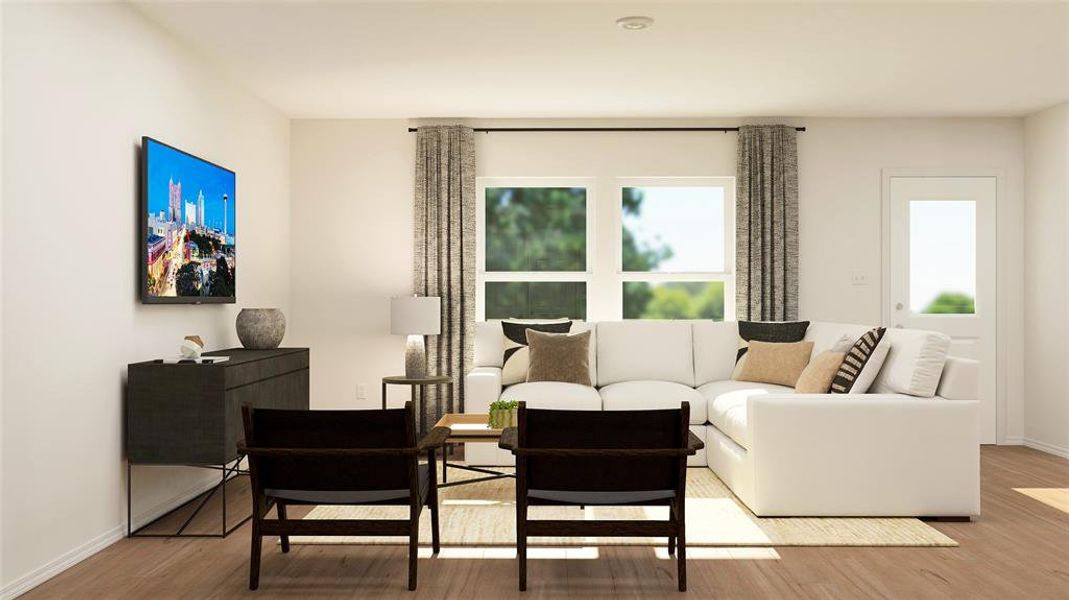 Living room featuring hardwood / wood-style flooring