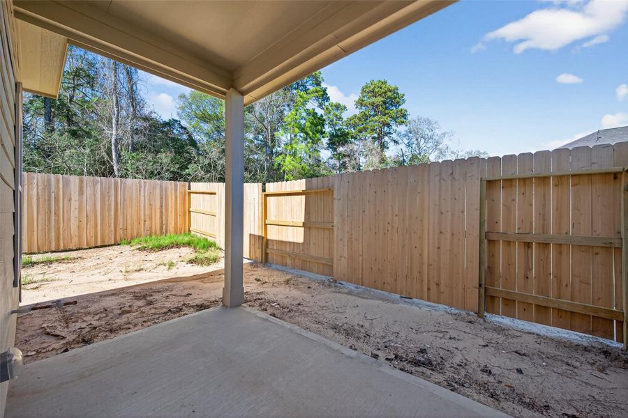 Exterior details and patio area of a home in Enclave at Willis, Willis (Image 21).