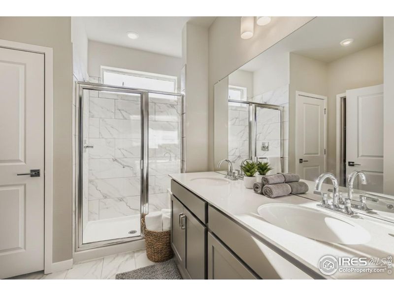 Dual vanities in the primary bathroom