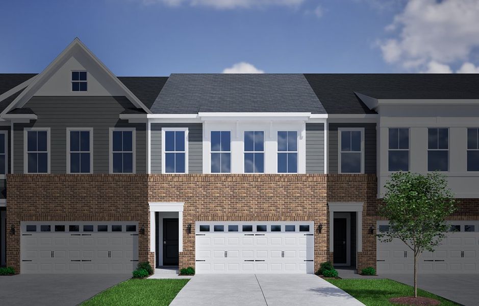 Front exterior of a new home in Sweetbrier, Durham, NC, highlighting curb appeal (Image 1).