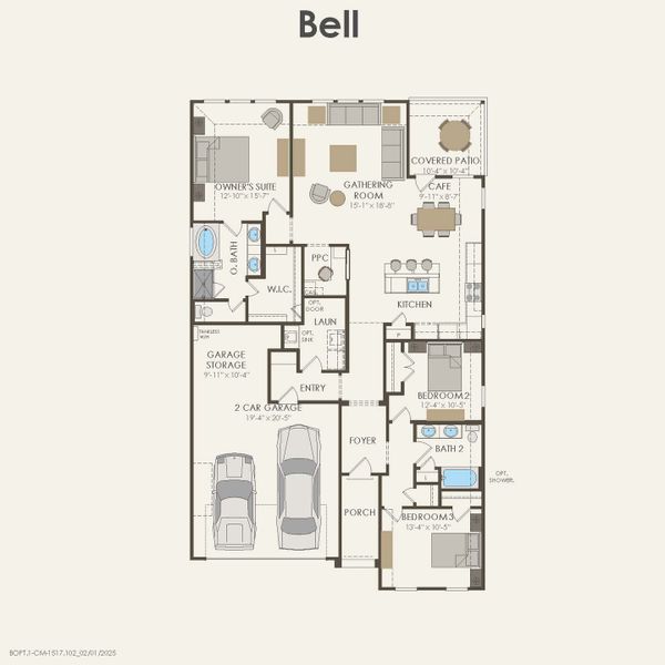 2D floor plan layout for the Bell by Pulte Homes in Highland Lakes, McKinney, TX (Image 5). 2D floor plan layout for the Bell by Pulte Homes in Highland Lakes, McKinney, TX (Image 5).
