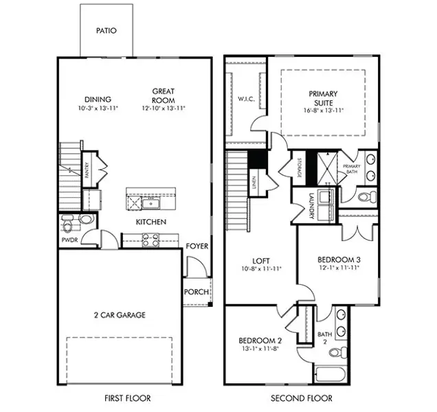 2D floor plan layout of this home in Oakwood Townes, Mebane, NC (Image 3).