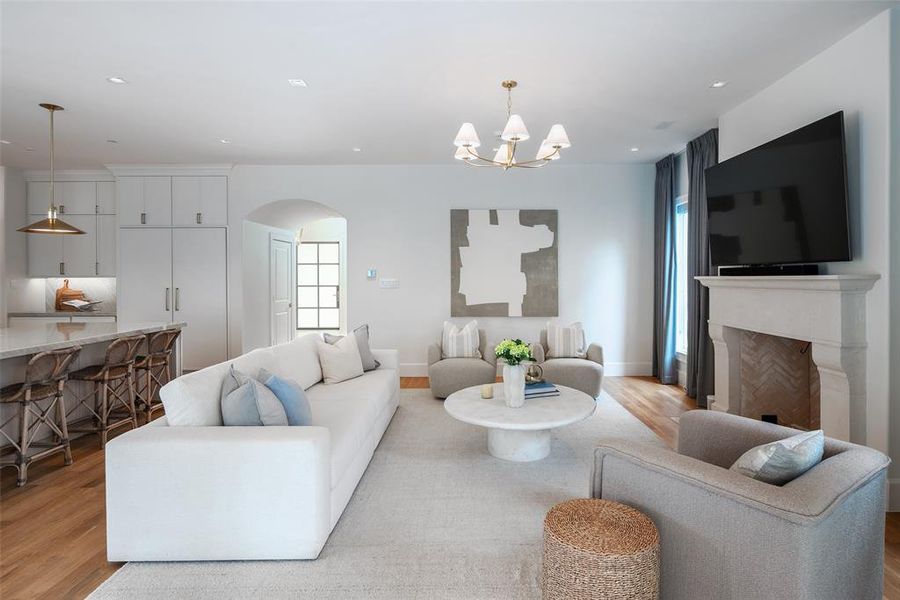 Family room with gas fireplace