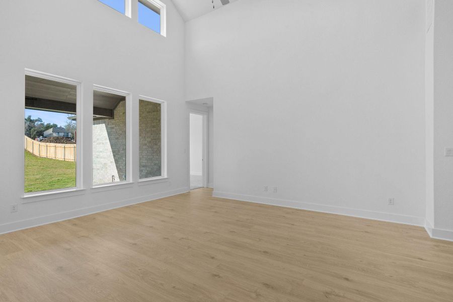 Family Room with soaring ceiling