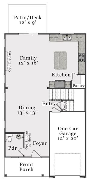 2D floor plan layout for the Metcalf by McKee Homes in Bedford, Raeford, NC (Image 5).