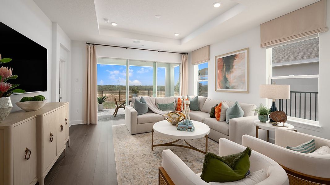 Representative furnished interior of a home built from the Caicos by Taylor Morrison in Esplanade at McKinnon Groves, Winter Garden (Image 7).
