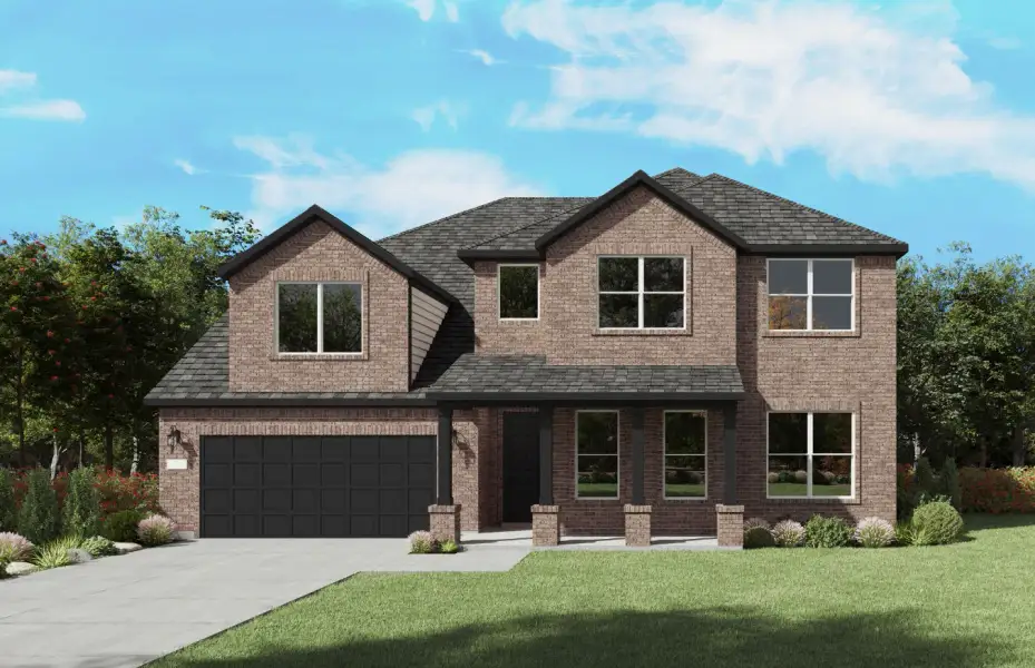 Representative exterior photo of a completed home built from the Electra by Pulte Homes in Mission Hills, Garland, TX (Image 2). Representative exterior photo of a completed home built from the Electra by Pulte Homes in Mission Hills, Garland, TX (Image 2).