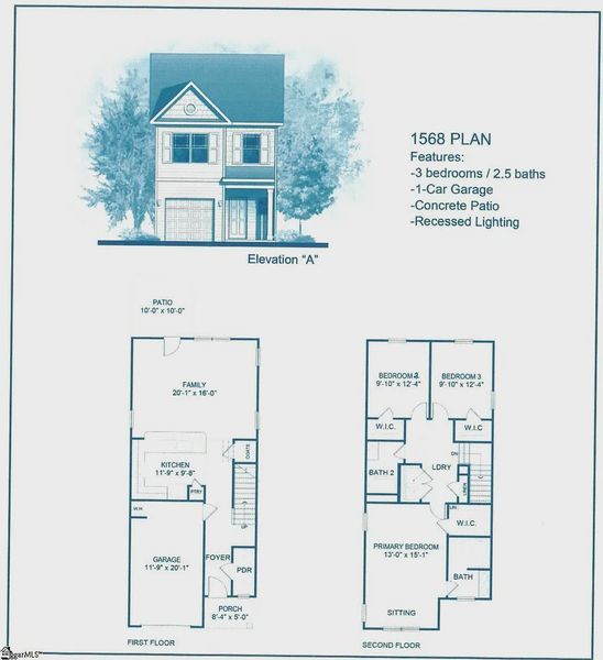 2D floor plan layout of this home in Parkstone Place Townhomes, Roebuck, SC (Image 2). 2D floor plan layout of this home in Parkstone Place Townhomes, Roebuck, SC (Image 2).