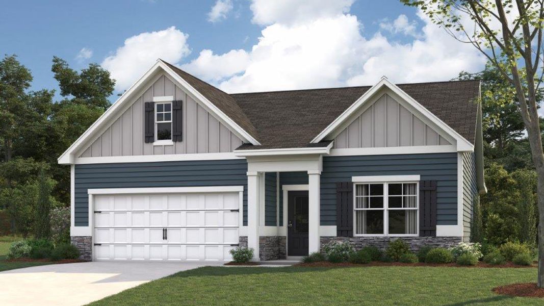 Representative exterior photo of a completed home built from the Cali by D.R. Horton in The Cove at Thrasher Landing, Hixson, TN (Image 1).