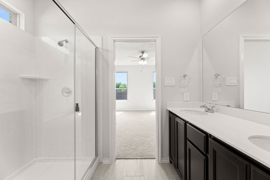 Front exterior of a new home in Keeneland, Aubrey, TX, highlighting curb appeal (Image 21).