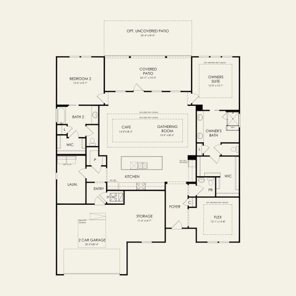 2D floor plan layout for the Stardom by Del Webb in Del Webb Carolina Ridge, Midland, NC (Image 5).