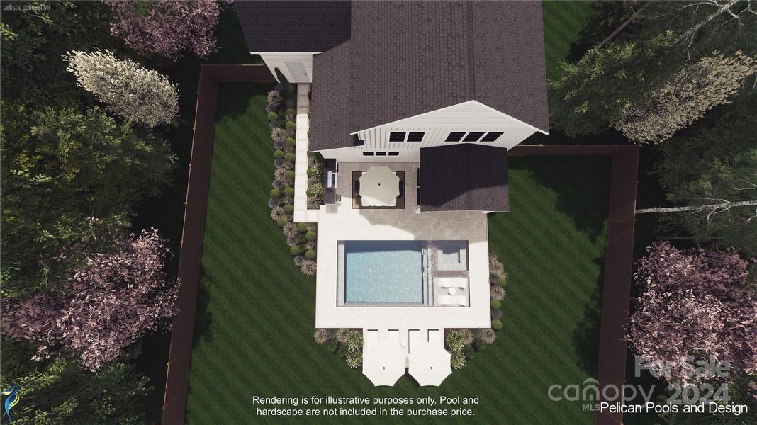 Rendering is for illustrative purposes only. Pool and hardscape are not included in the purchase price