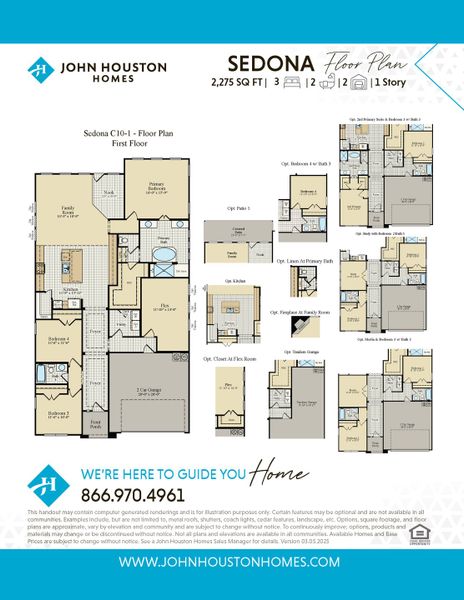 2D floor plan layout for the Sedona by John Houston Homes in BridgeWater - Phase 1, Midlothian, TX (Image 3).