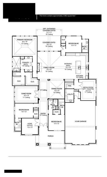 2D floor plan layout of this home in Enchanted Creek 1 Acre, Lucas, TX (Image 3). 2D floor plan layout of this home in Enchanted Creek 1 Acre, Lucas, TX (Image 3).