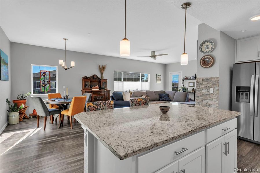 Kitchen to Dining and Living