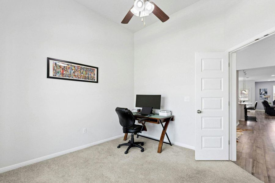 Office with French doors provides privacy for work at home scenarios. Office with French doors provides privacy for work at home scenarios.