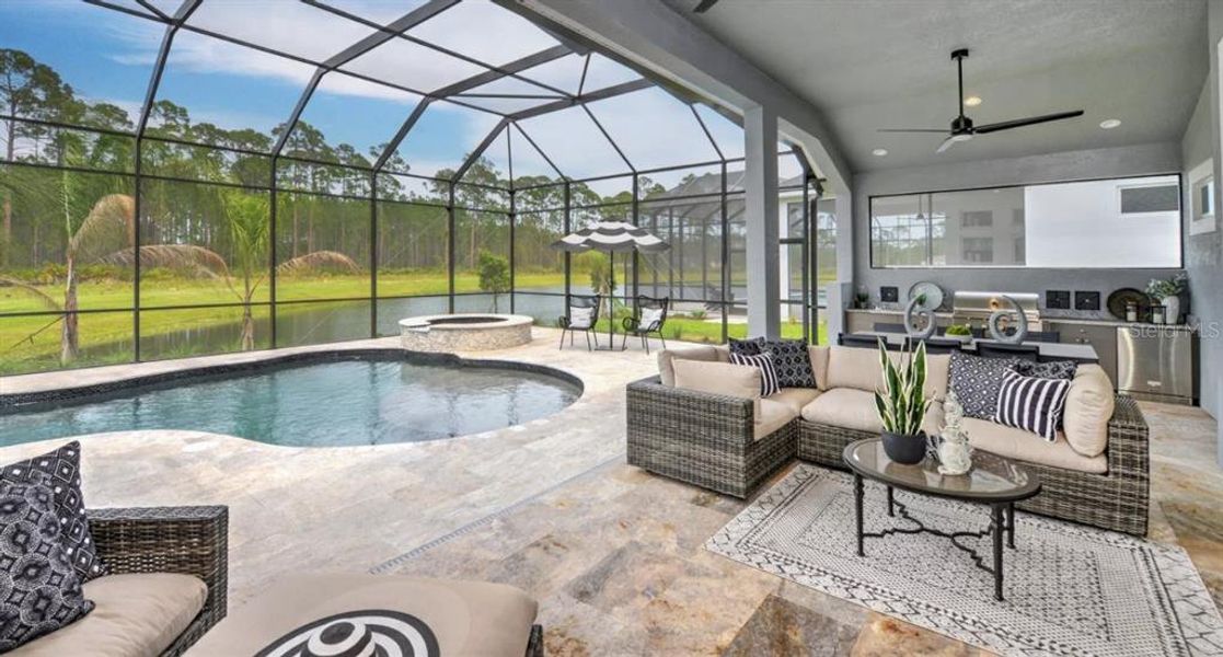 Exterior details and patio area of a home in Westlake Single Family, Ormond Beach (Image 2).