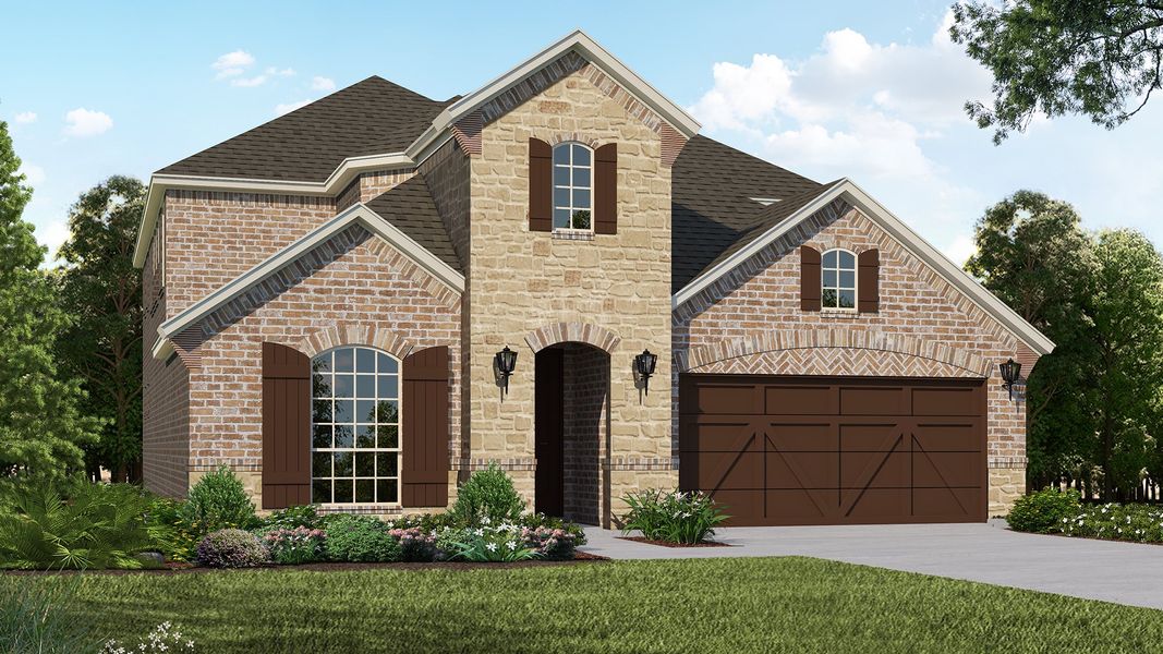 Plan 1527 Elevation C with Stone by American Legend Homes