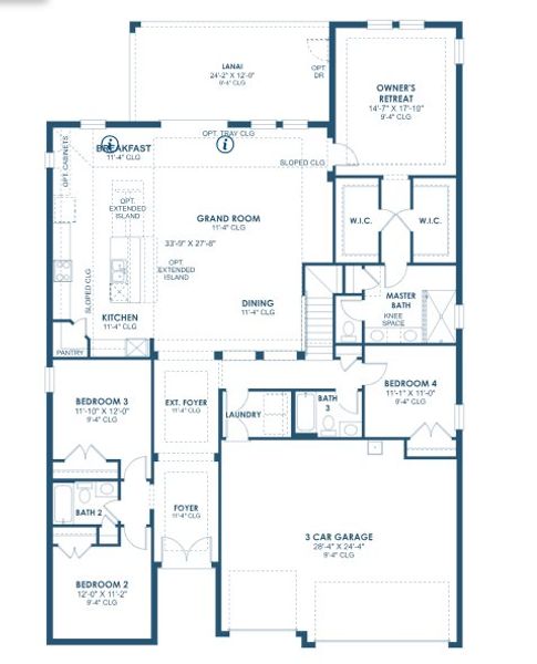 2D floor plan layout for the Bayshore II by Homes by WestBay in Pasadena Woods, Wesley Chapel, FL (Image 3). 2D floor plan layout for the Bayshore II by Homes by WestBay in Pasadena Woods, Wesley Chapel, FL (Image 3).