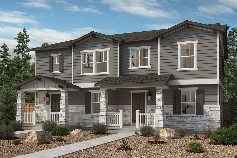 Front exterior of a new home in Windler Villas, Aurora, CO, highlighting curb appeal (Image 1).
