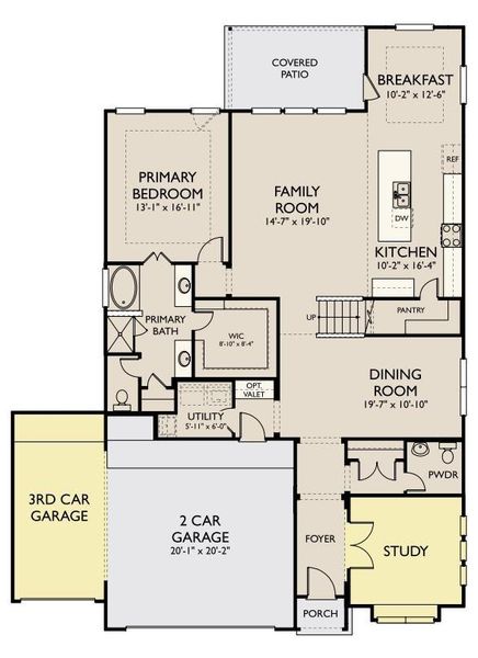 2D floor plan layout of this home in Sunterra, Katy, TX (Image 3).