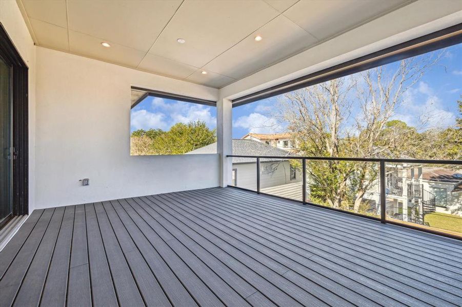 Second Floor covered patio off the game room gives you great outdoor entertaining space that overlooks the expansive backyard.